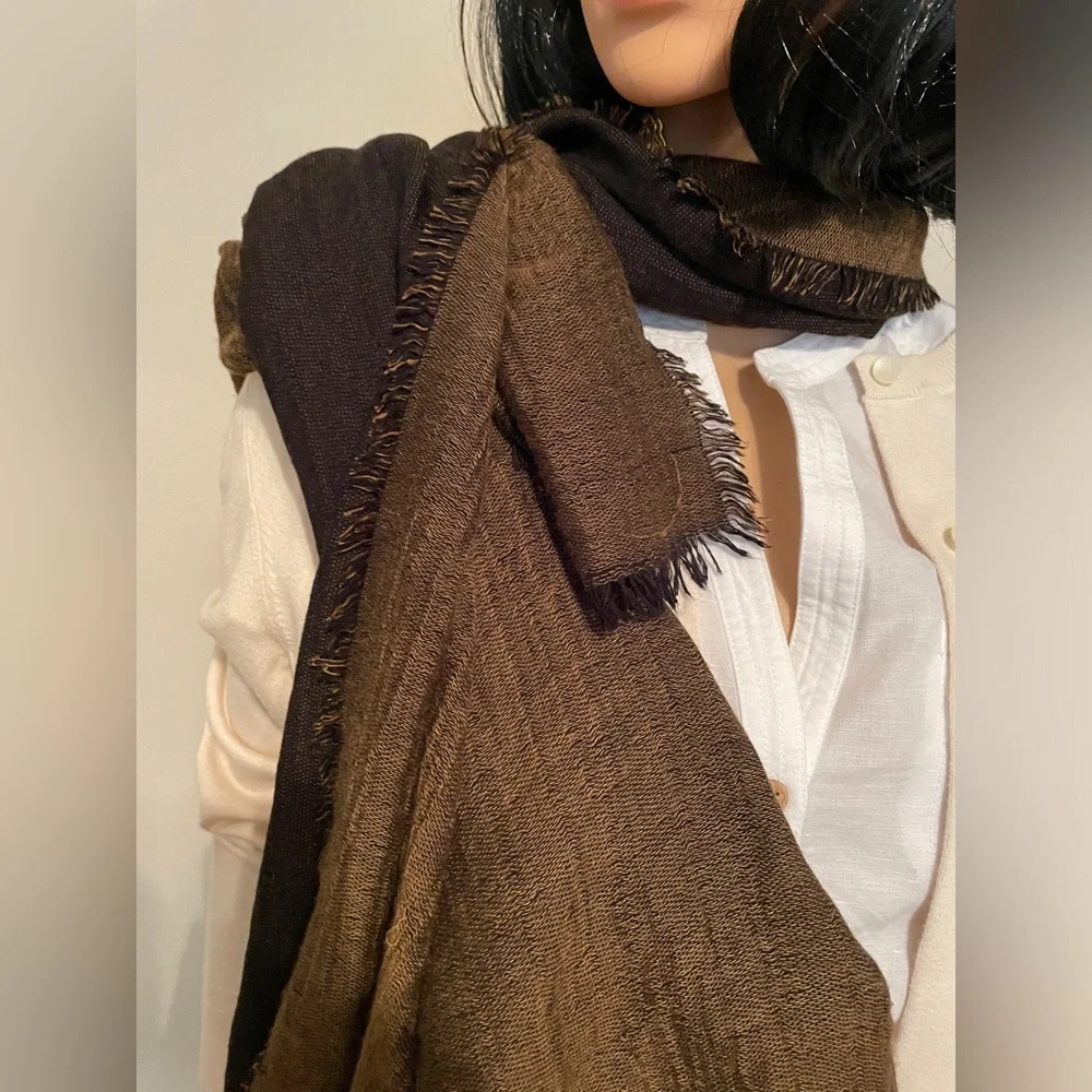 Bohemian Scarf Gorgeous brown. 23”x73” beautiful shape.